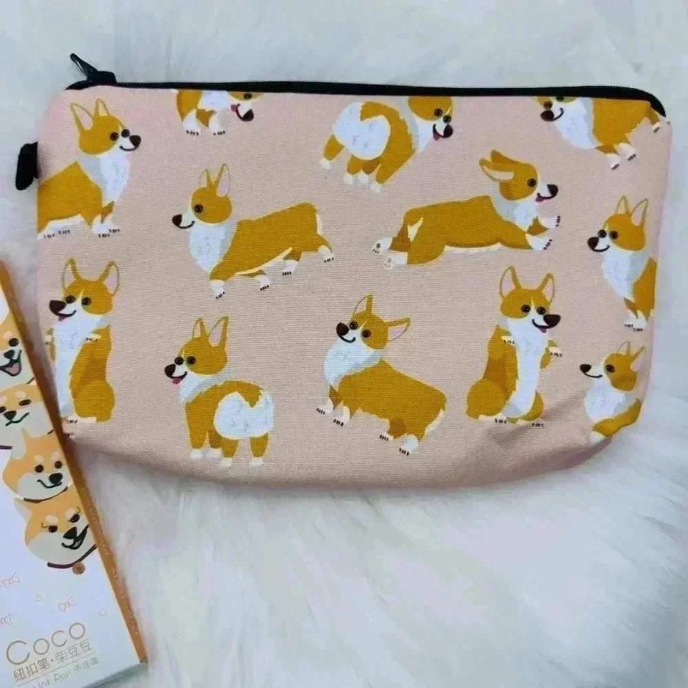 Corgi Print Makeup Pencil Case with Pens and Sticky Note pad - Picture 2 of 6